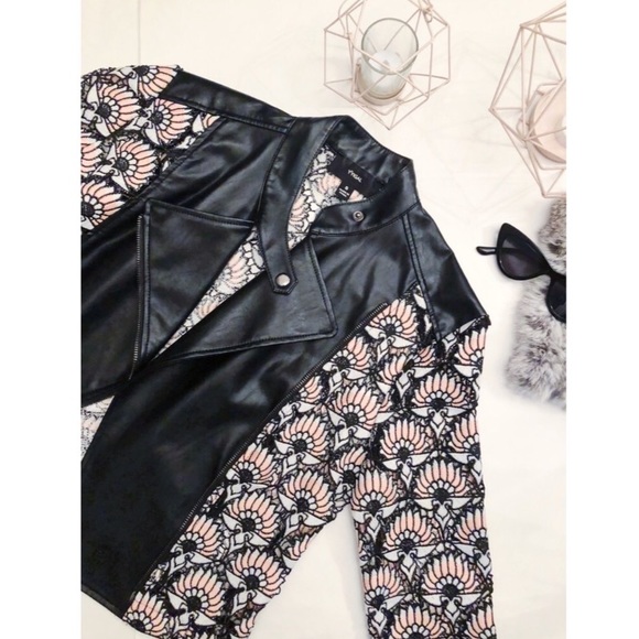 yygal Jackets & Blazers - Yygal Embroidered Lace & Leather Jacket Size M